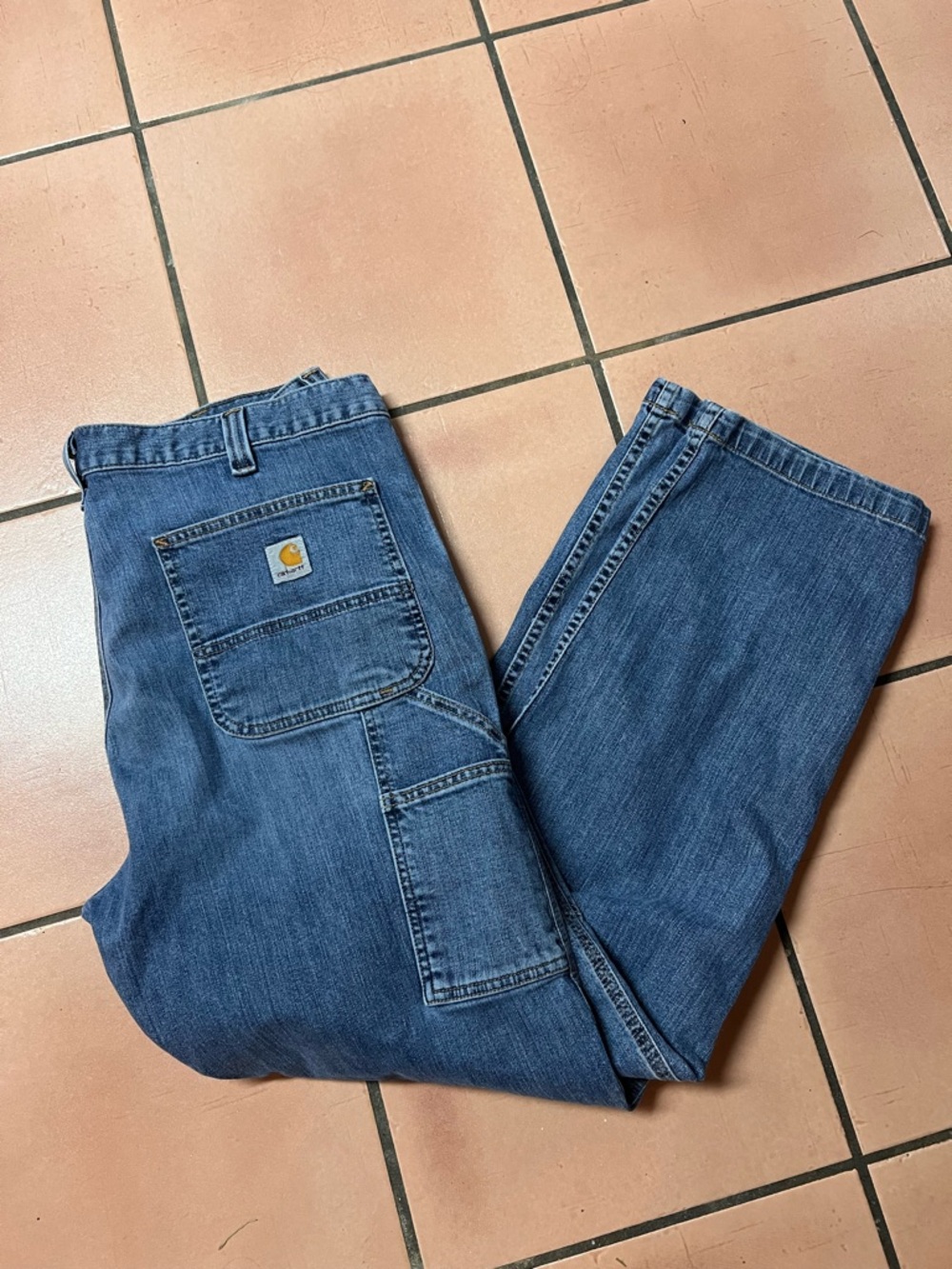 Carhartt Men's Blue Carpenter Jeans with Utility Pocket Size 38 x 32